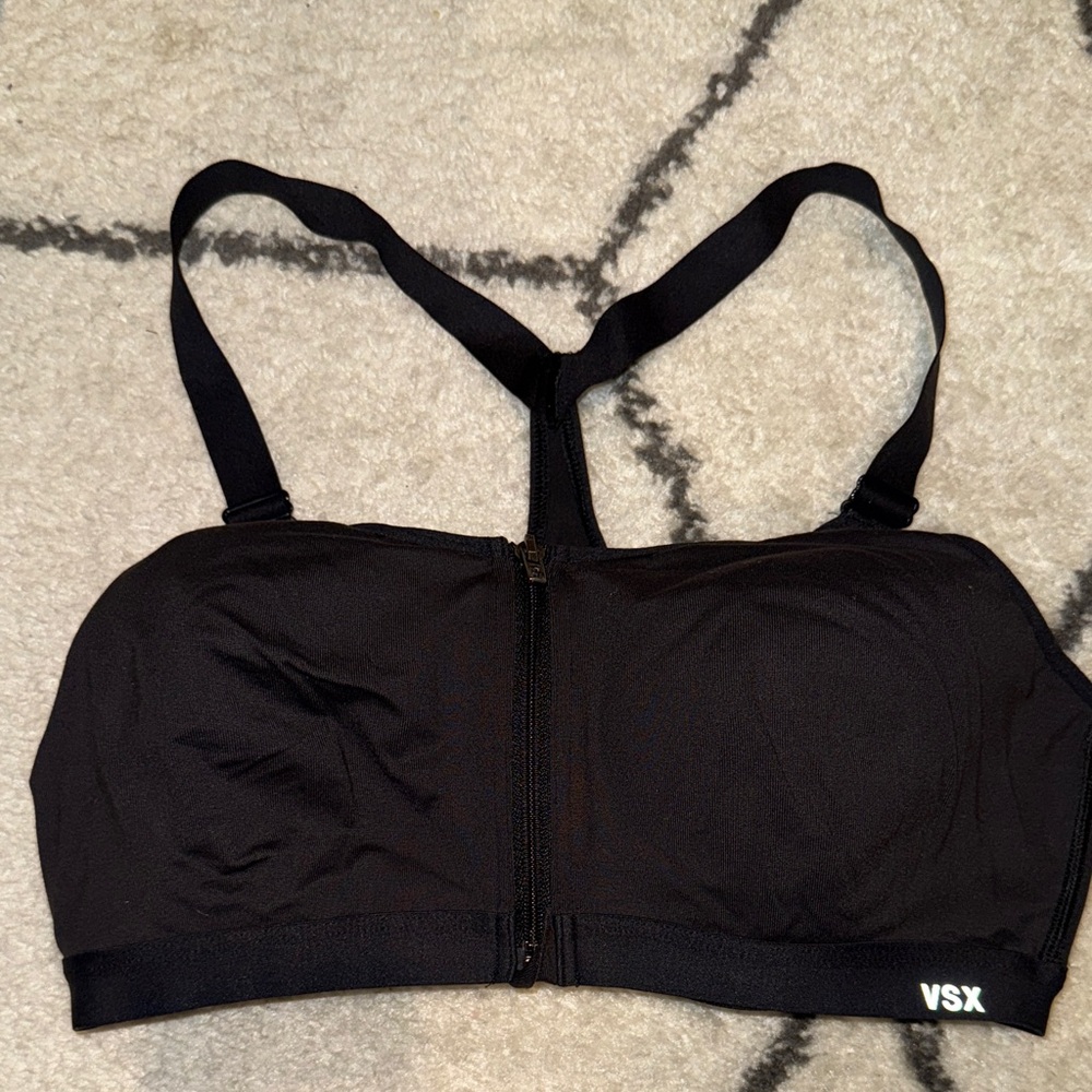 VSX Black Zip-Front Sports Bra